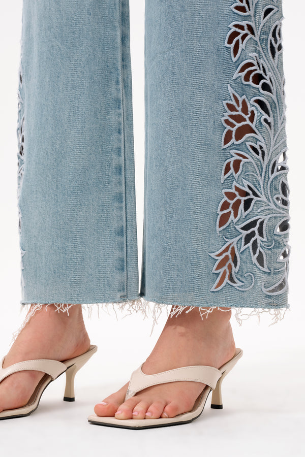 Flora Mid Rise Straight Jeans