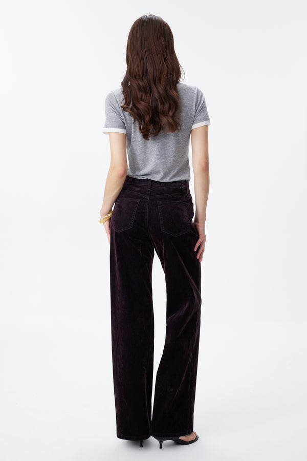Corduroy Mid Rise Wide Leg Jeans