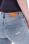 Ally Mid Rise Denim Shorts With Raw Hem
