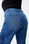 High Rise Embroidered Lace Wide Leg Jeans