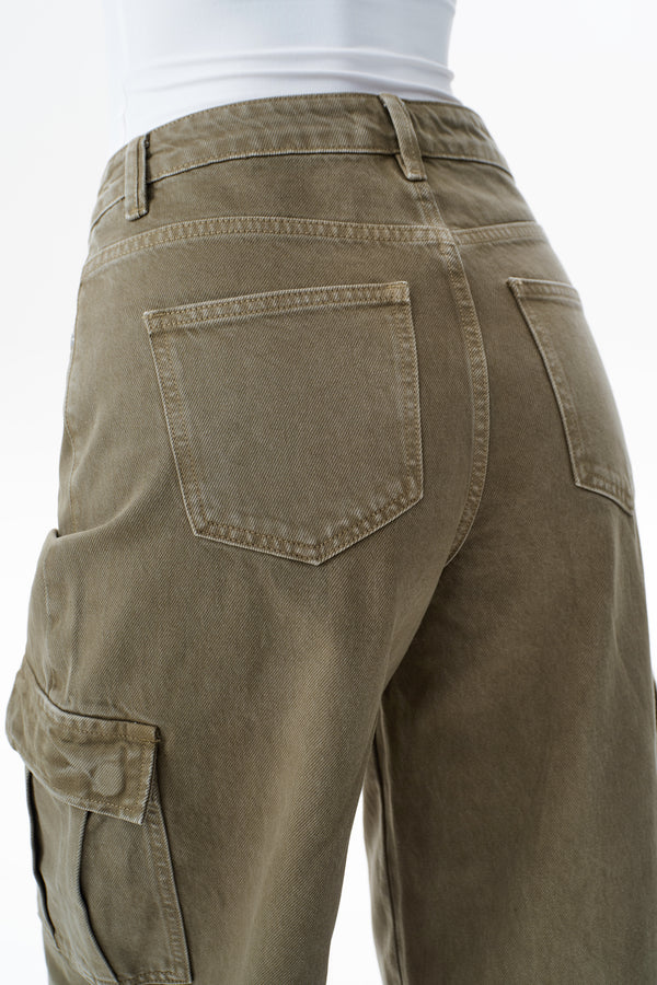 Low Rise Cargo Drop Crotch Barrel Leg Pants