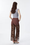 High Rise Ankle Embroidered Lace Wide Leg Jeans