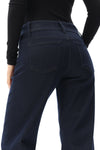 Mid Rise Wide Leg Jeans with Contrast Stitching