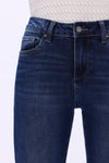 High Rise Flare Denim Jeans With Frayed Hem