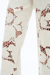 High Rise Lace Embroidered Relaxed Straight Pants