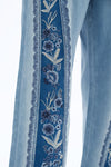 Ultra High Rise Patchwork Embroidered Wide Leg Denim Jeans