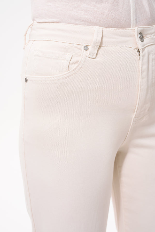 High Rise Ankle Embroidered Lace Straight Leg Pants
