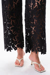 High Rise Floral Embroidered Wide Leg Pants