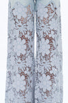 Ultra High Rise Lace Patchwork Wide Leg Denim Jeans