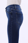 High Rise Flare Denim Jeans With Frayed Hem
