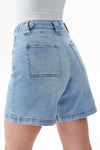 Chic High Rise Buckle Waist Denim Shorts