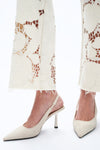High Rise Lace Embroidered Relaxed Straight Pants