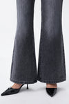 Mid Rise Textured Stripe Wide Leg Jeans