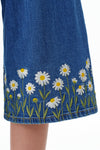 Mid Rise Embroidered Denim Bermuda Shorts