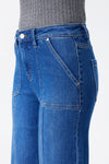 High Rise Relaxed Ankle Raw Hem Straight Leg Jeans