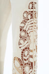 High Rise Lace Embroidered Wide Leg Pants