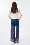 High Rise Ankle Embroidered Lace Wide Leg Jeans