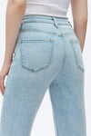 High Rise Wide Leg Denim Jeans With Raw Hem