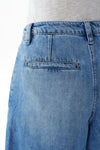 High Rise Pleated Denim Bermuda Shorts