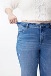 Mid Rise Distressed Bootcut Jeans