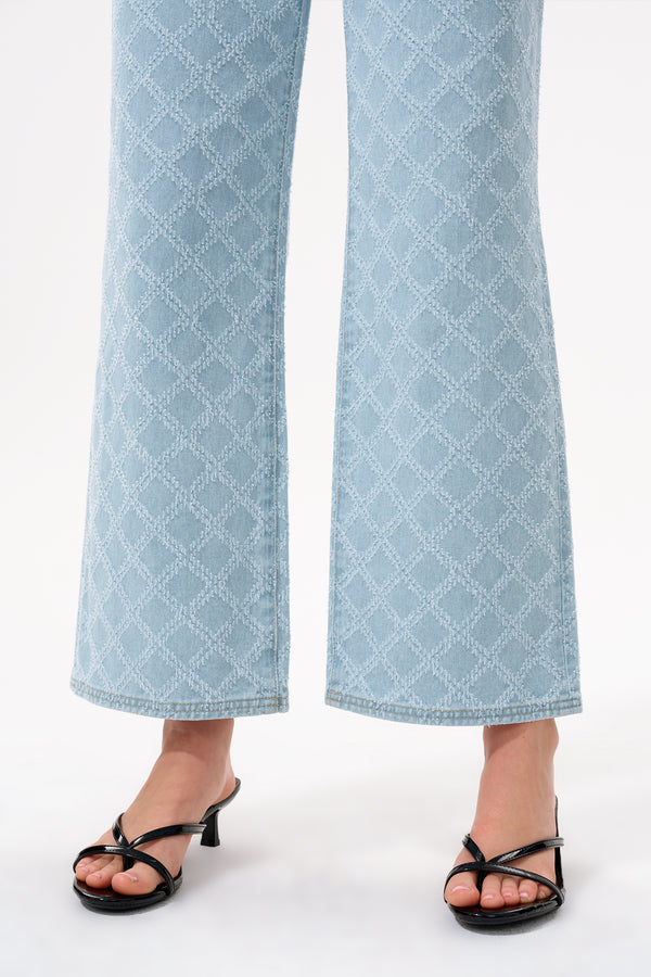 High Rise Jacquard Straight Leg Jeans