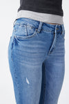Mid Rise Distressed Bootcut Jeans