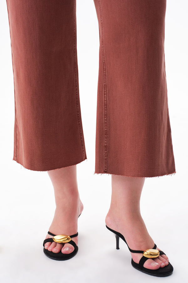 High Rise Cropped Distressed Wide Leg Jeans