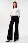 High Rise Lace Rhinestone Wide Leg Jeans