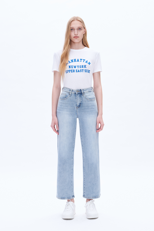 High Rise Wide Leg Denim Jeans-Wide Leg-BAYEAS