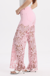 High Rise Wide Leg Lace Cut-out