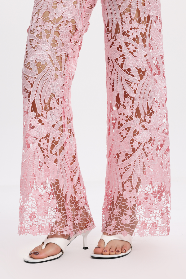 High Rise Wide Leg Lace Cut-out