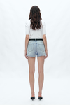 Ava Mid Rise Short Denim Jeans With Raw Hem