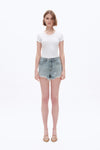 High Rise Rhinestone Denim Shorts
