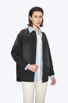 Oversized Denim Shirt Jacket with Faded Wash-Jackets-BAYEAS