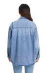 Oversized Denim Shirt Jacket with Faded Wash-Jackets-BAYEAS