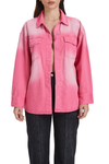 Oversized Denim Shirt Jacket with Faded Wash-Jackets-BAYEAS