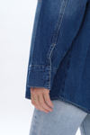 Oversized Denim Shirt Jacket with Faded Wash-Jackets-BAYEAS