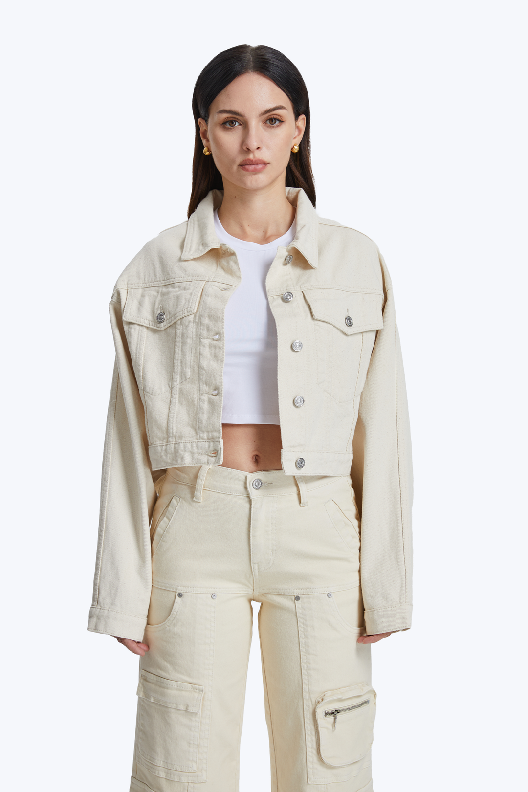 Long Sleeve Drop Shoulder Natural Jacket
