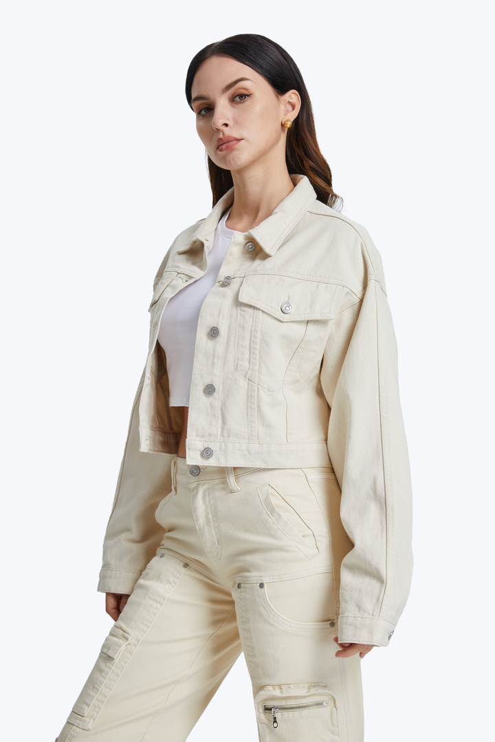 Long Sleeve Drop Shoulder Natural Jacket
