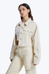 Long Sleeve Drop Shoulder Crop Jacket-Jackets-BAYEAS