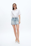 Short Denim Skirt With Pockets-Skirts-BAYEAS