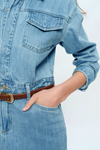 The Resa Denim Shirt Dress-Dresses-BAYEAS