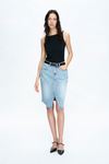 Tara Mid Rise Slit Midi Skirt