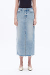 Front Slit Midi Denim Skirt-Skirts-BAYEAS