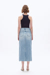 Front Slit Midi Denim Skirt-Skirts-BAYEAS
