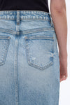 Front Slit Midi Denim Skirt-Skirts-BAYEAS