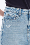 Front Slit Midi Denim Skirt-Skirts-BAYEAS