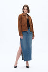 Denim Skirts With Side Slit-Skirts-BAYEAS