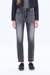 Faded Washed Straight Mom Jeans