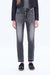 Faded Washed Straight Mom Jeans